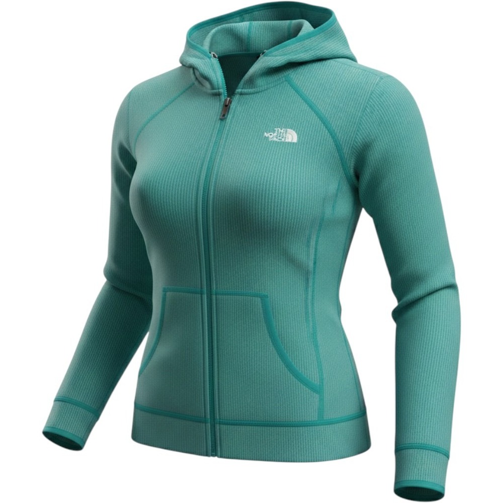 The North Face Fleece Hoodie Womens Small Green Excellent Full Zip AXES